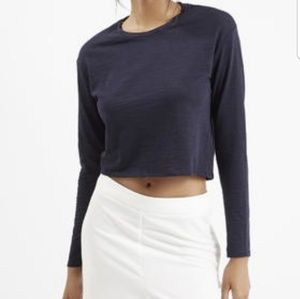 🌺 TOPSHOP Navy blue crew neck crop top size 12